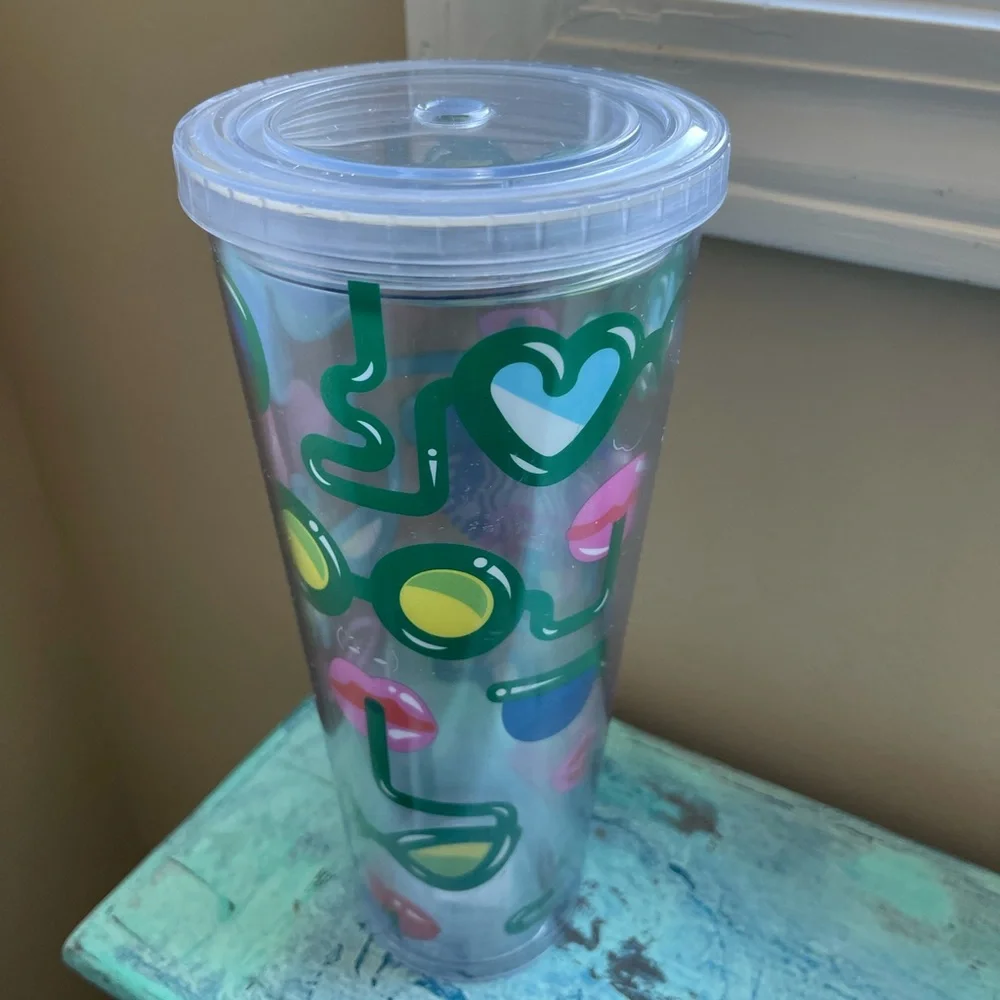 Starbucks crazy straws lips sunglasses cold brew tumbler rare